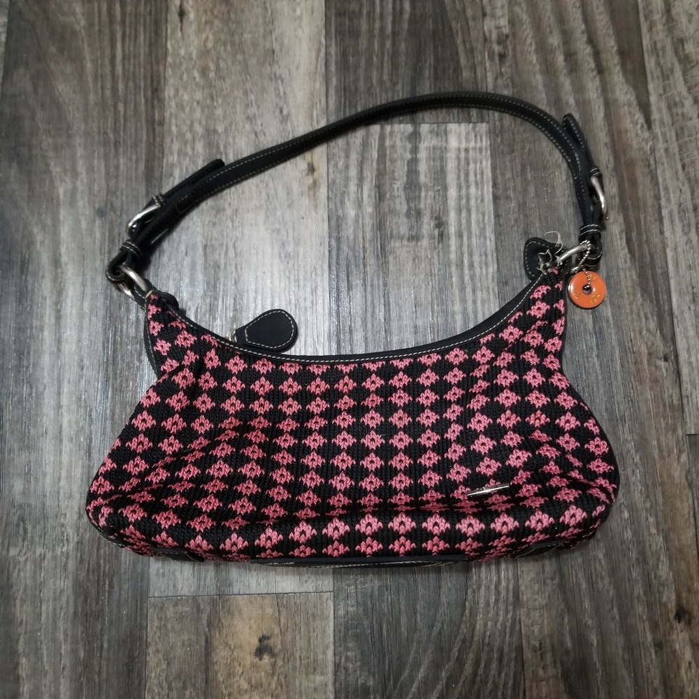The‎ Sak Pink Black Checked Crochet Canvas Strap